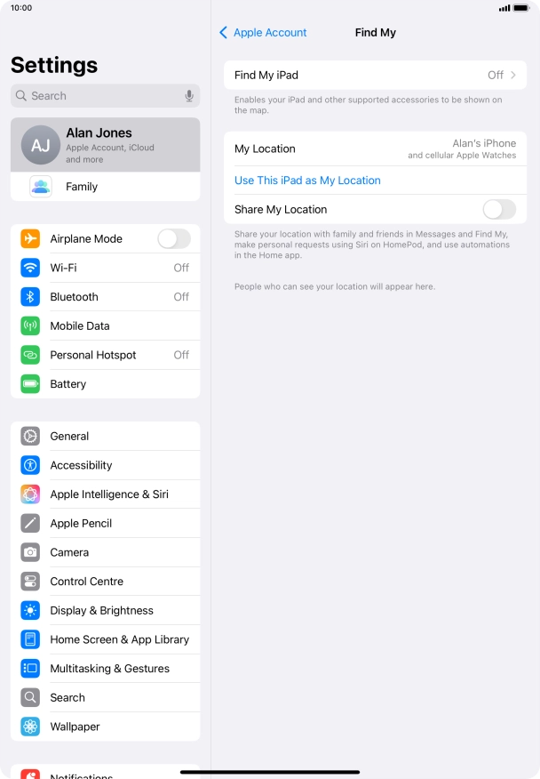 Press Find My iPad. Press Find My iPad.