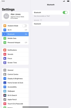 Press the required Bluetooth device and follow the instructions on the screen to pair the device with your tablet.