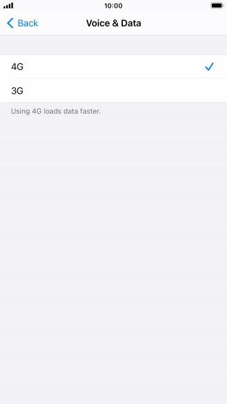 Press the required network mode.