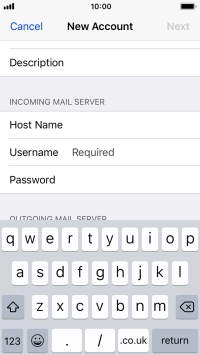 Press Username and key in the username for your email account.