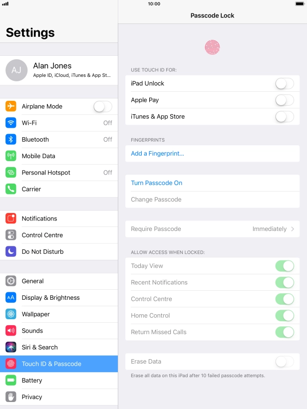 Press Add a Fingerprint... and follow the instructions on the screen to add your fingerprint.