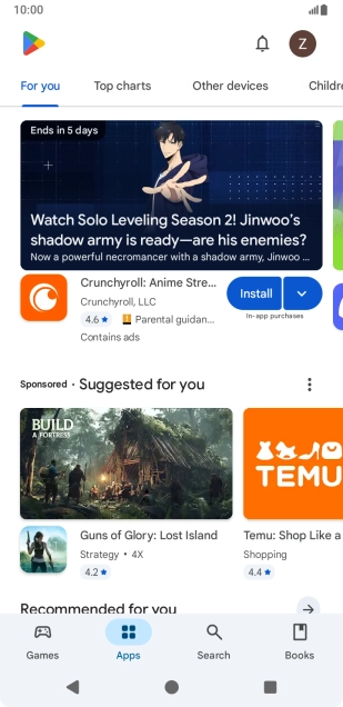 Press the profile icon.