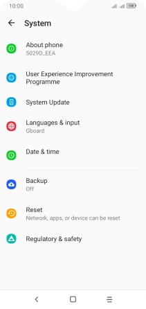 Press System Update. If a new software version is available, it's displayed. Follow the instructions on the screen to update the phone software.