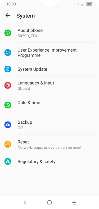 Press System Update. If a new software version is available, it's displayed. Follow the instructions on the screen to update the phone software.