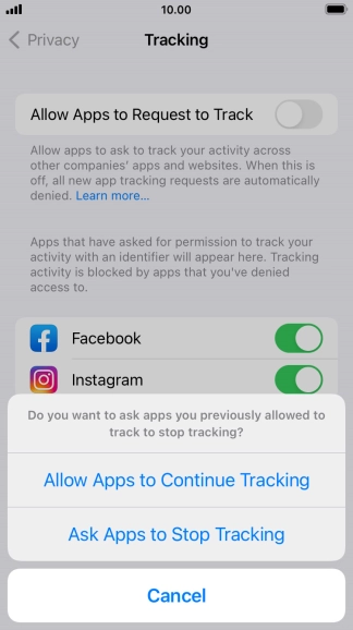 If you turn off the function, press the required setting.