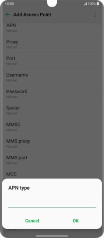 Key in default and press OK.