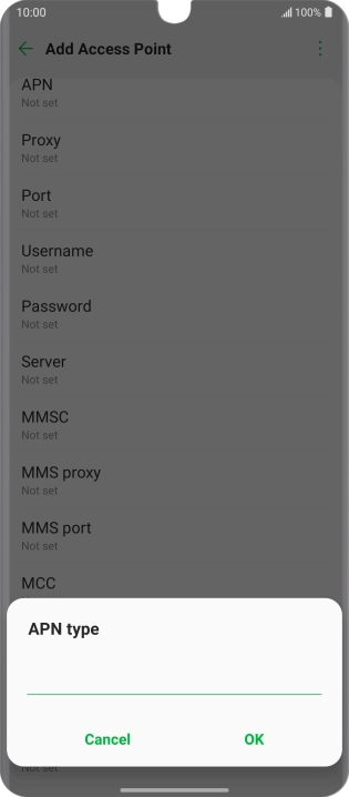 Key in default and press OK.