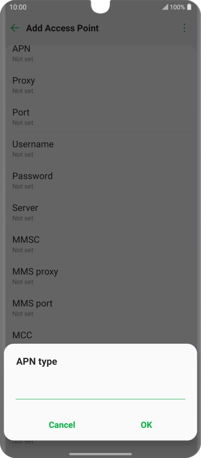 Key in default and press OK.