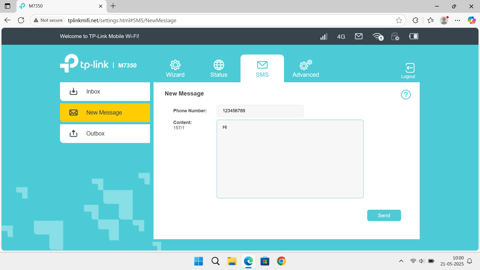 Click Send when you've written your text message.