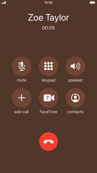 Press the end call icon to end the call.