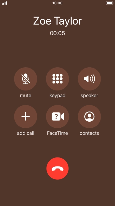 Press the end call icon to end the call.