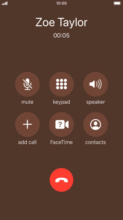 Press the end call icon to end the call.