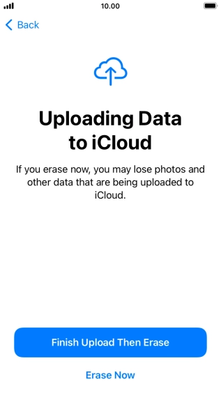 Press the required setting.