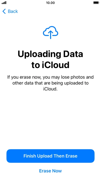 Press the required setting.