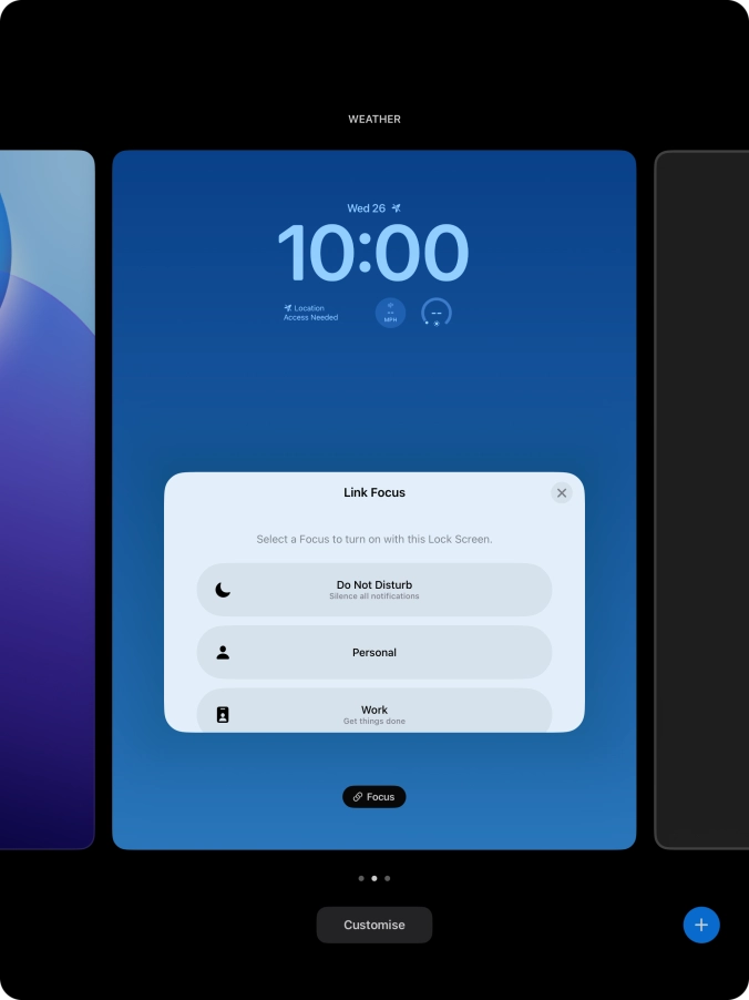 Press the required focus mode.