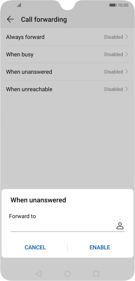 Key in +61414121121 and press ENABLE.