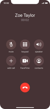 Press the end call icon to end the call.