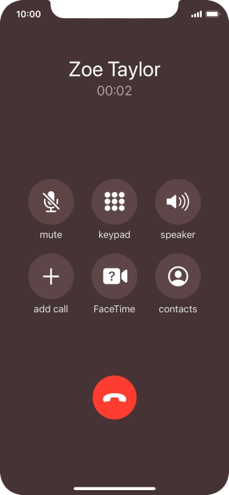 Press the end call icon to end the call.