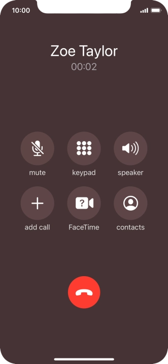 Press the end call icon to end the call.
