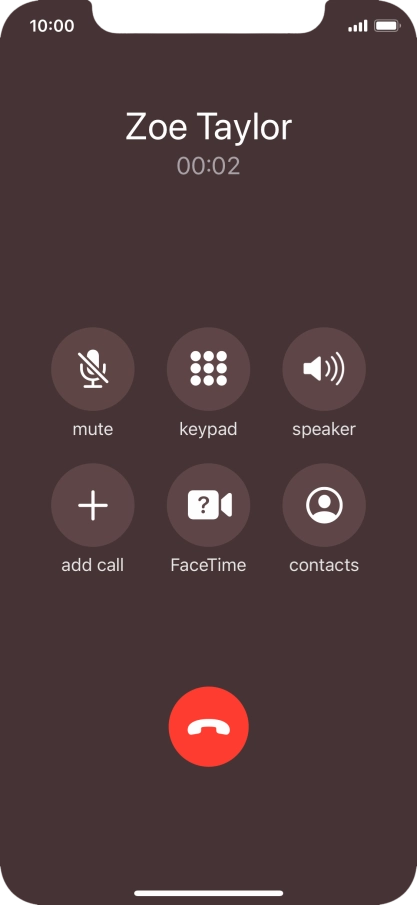 Press the end call icon to end the call.