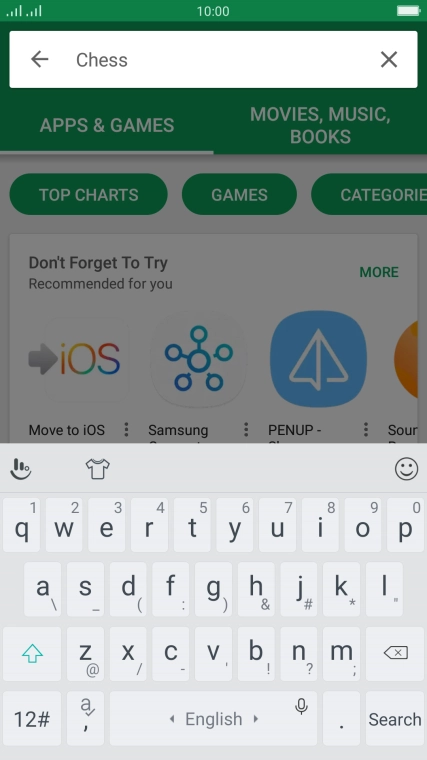 Key in the name or subject of the required app and press Search.