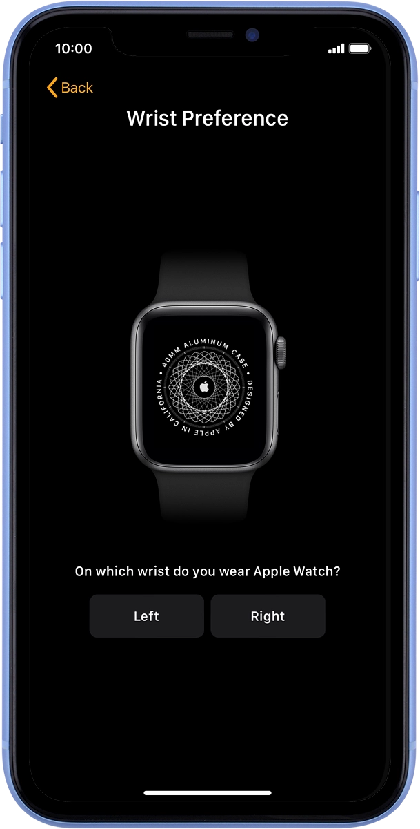 On your phone: Press the required setting and select on which wrist you want to wear the watch.