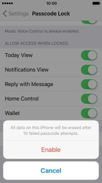 If you turn on the function, press Enable.