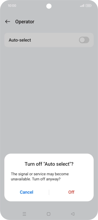 Press Off to turn off the function and wait while your phone searches for networks.
