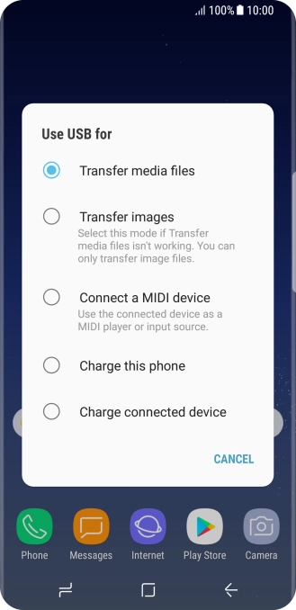 Press Transfer media files to turn on the function.