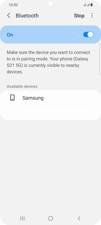 Press the required Bluetooth device and follow the instructions on the screen to pair the device with your phone. Press the required Bluetooth device and follow the instructions on the screen to pair the device with your phone.