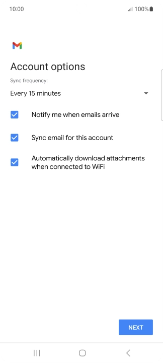If this screen is displayed, you email account has been recognised and set up automatically. Follow the instructions on the screen to key in more information and finish setting up your phone.
