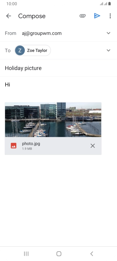 Press the send icon when you've finished your email message.
