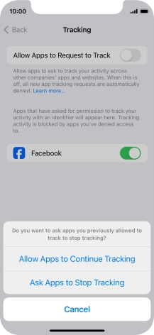 If you turn off the function, press the required setting.