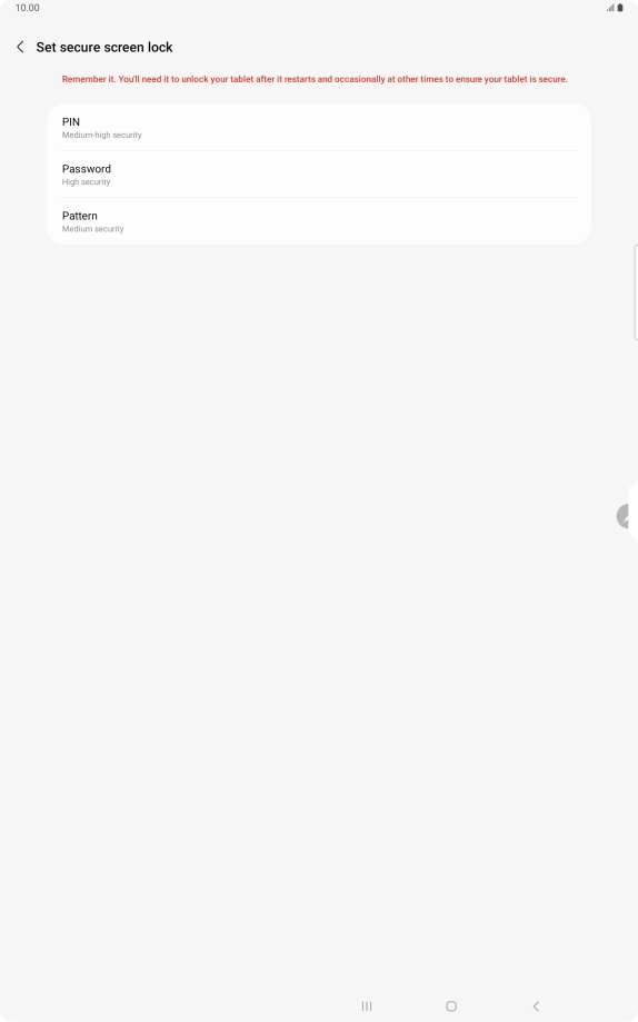 Press the required lock code and follow the instructions on the screen to create an additional lock code.