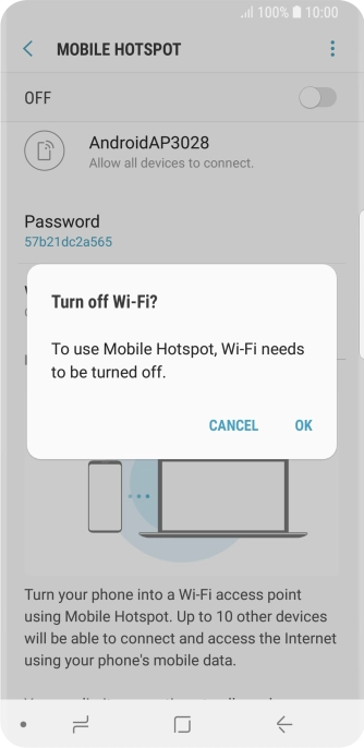 If Wi-Fi is turned on, press OK.