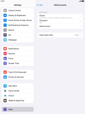 Press the name of the email account you've just set up.