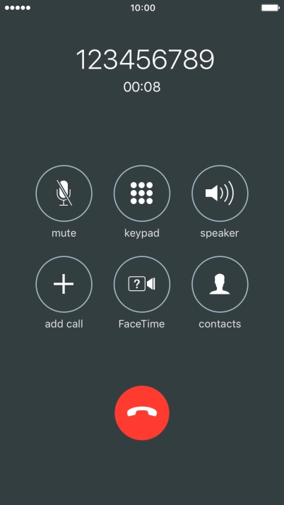 Press the end call icon.