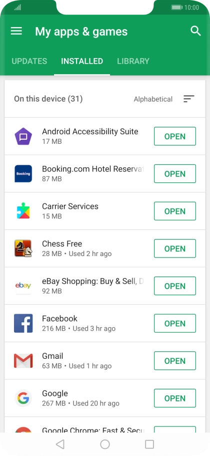 Press the required app.
