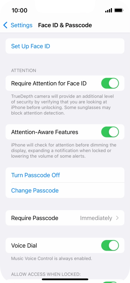 Press Turn Passcode Off and key in the phone lock code.