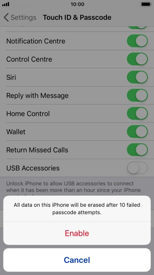 If you turn on the function, press Enable.