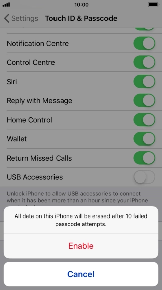 If you turn on the function, press Enable.