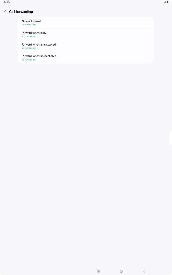 Press the required divert type. Press the required divert type.