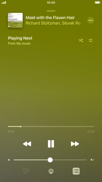 Press the shuffle icon to turn the function on or off.