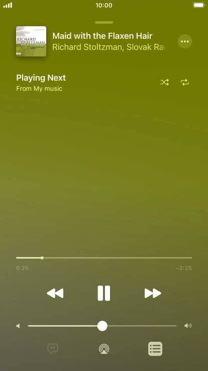 Press the shuffle icon to turn the function on or off.