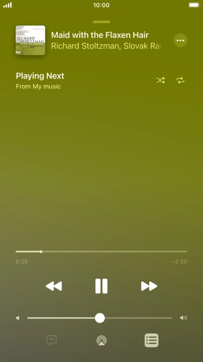 Press the shuffle icon to turn the function on or off.