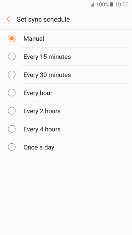Press the required setting.