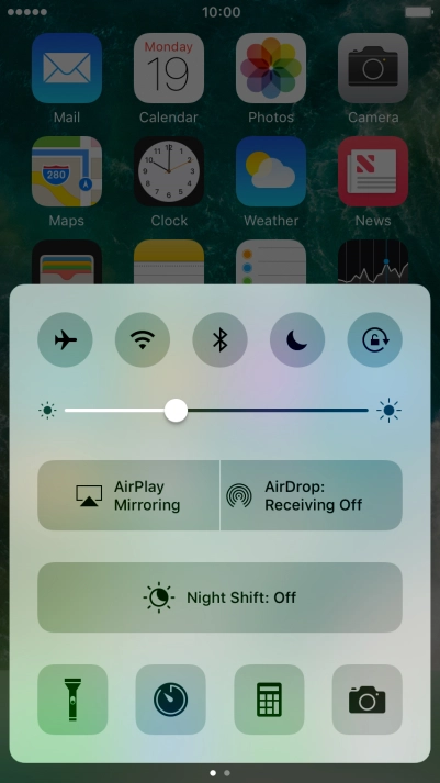 Press the flight mode icon to turn the function on or off.