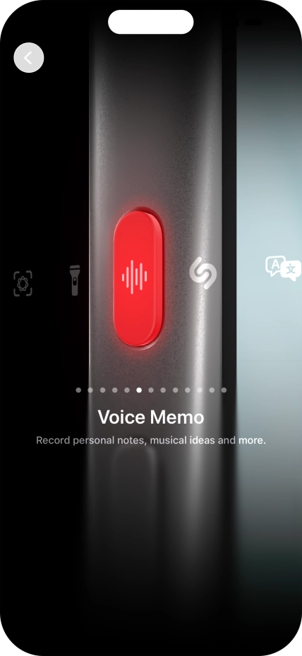Slide your finger right or left on the screen to select the required function.