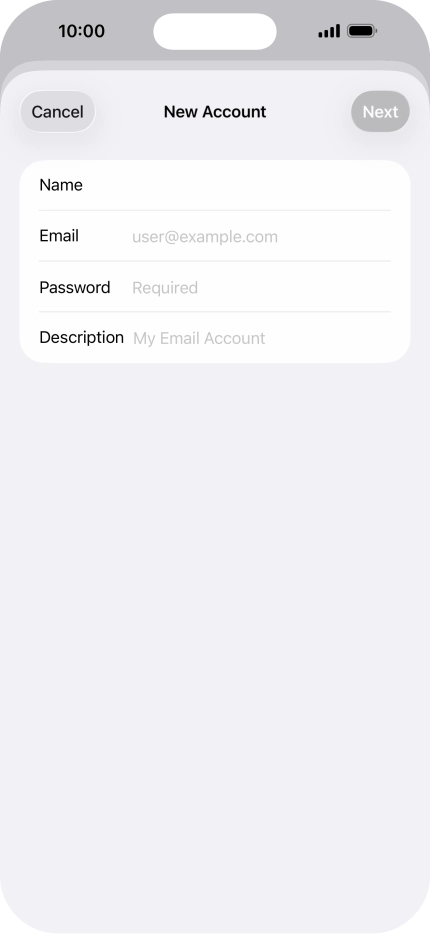 Press Password and key in the password for your email account.