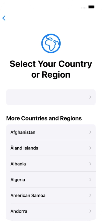 Press the required country or area.